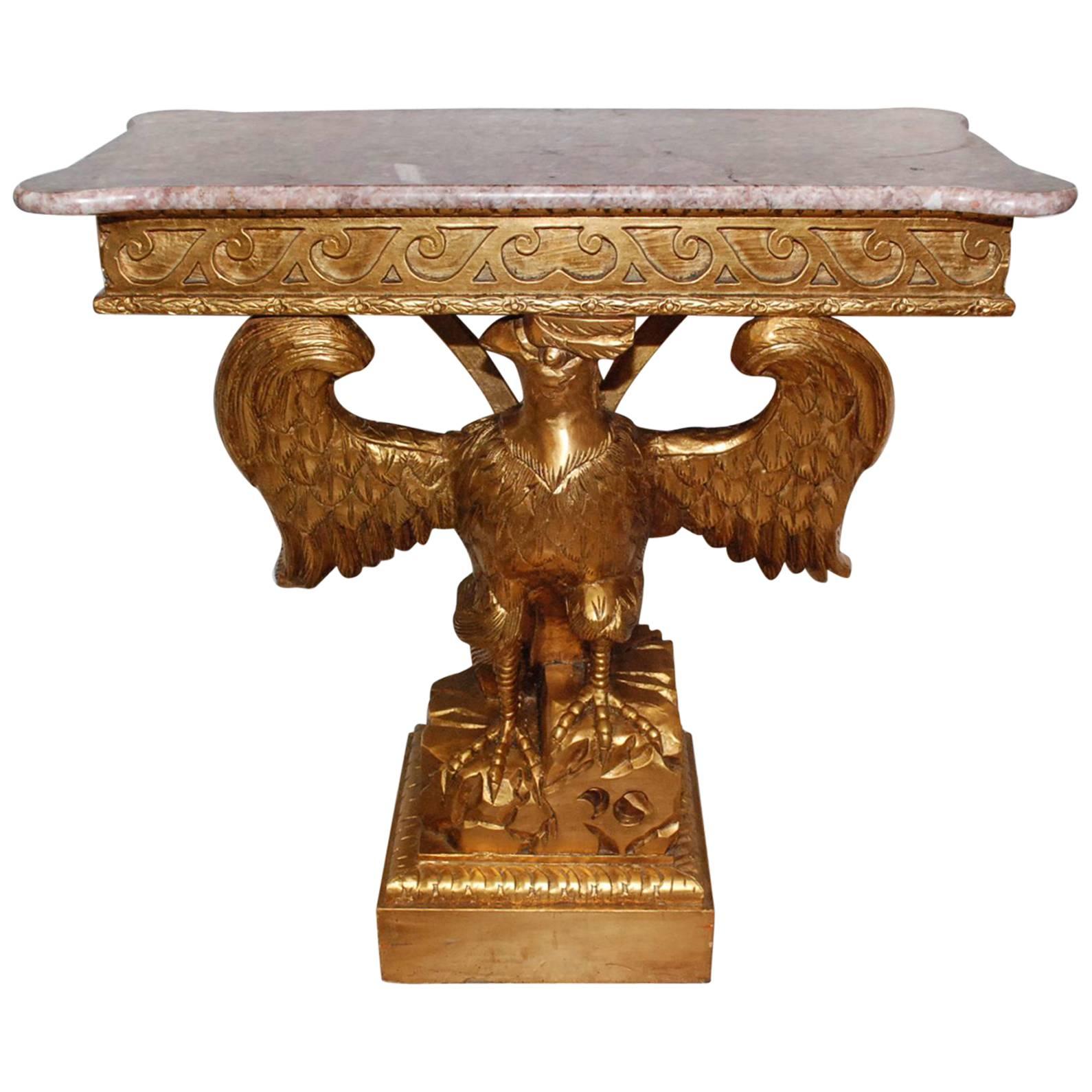 Elegant Giltwood Eagle Console Table