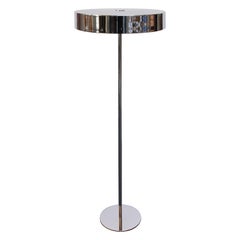 Mid-Century American Modern Chrome Floor Lamp with Oversized Cylindrical Shade
