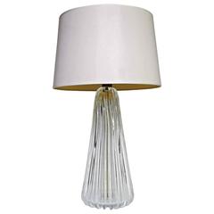 Murano Italian Clear Ribbed Glass Table Lamp