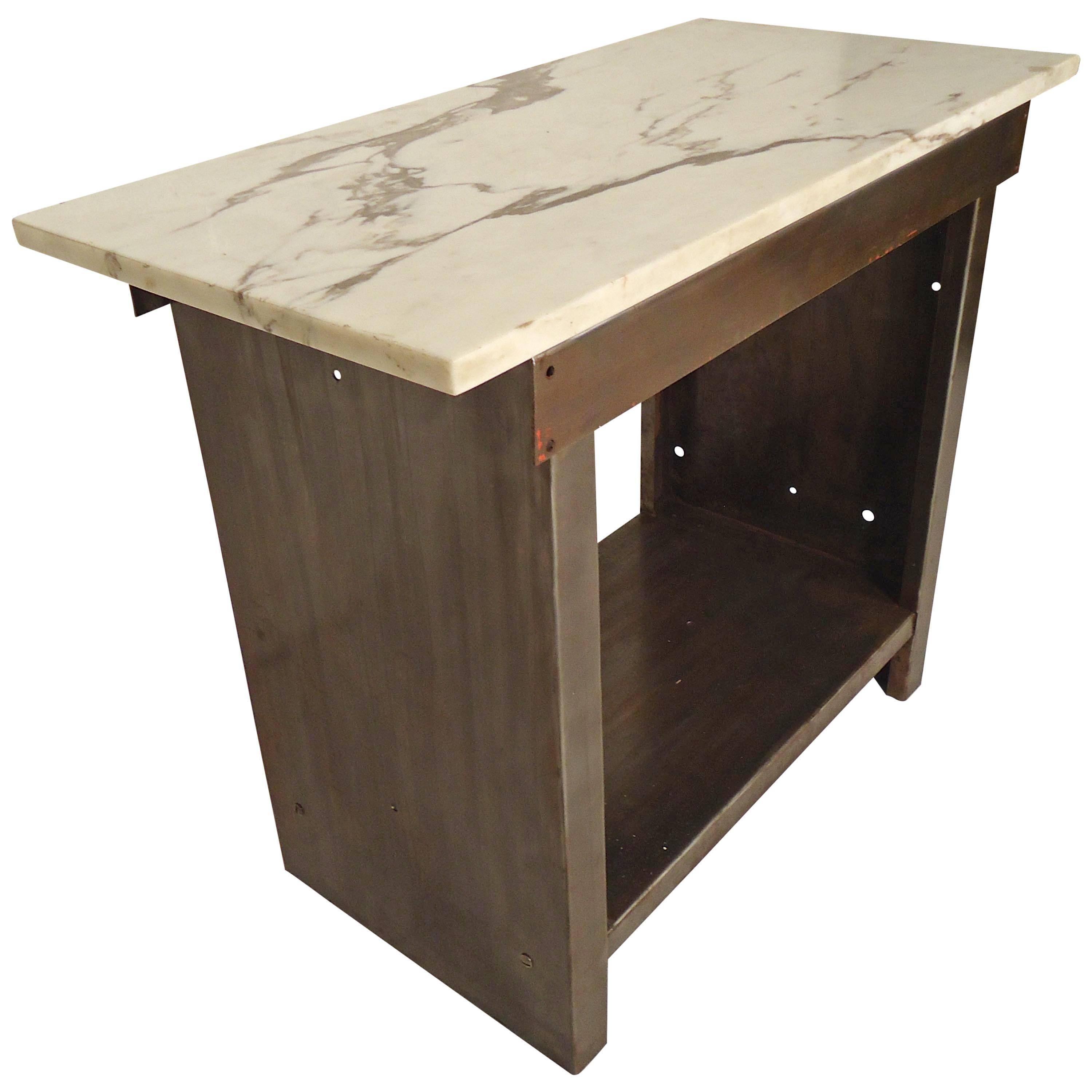 Industrial Marble-Top Table