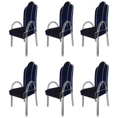 Set of Six Charles Hollis Jones Lucite Waterfall Arm Dining Chairs