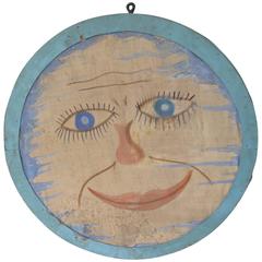 Vintage Folk Art Moon Face Light from a Fraternal Lodge