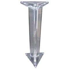 Lucite Triangular Three-Column Pedestal