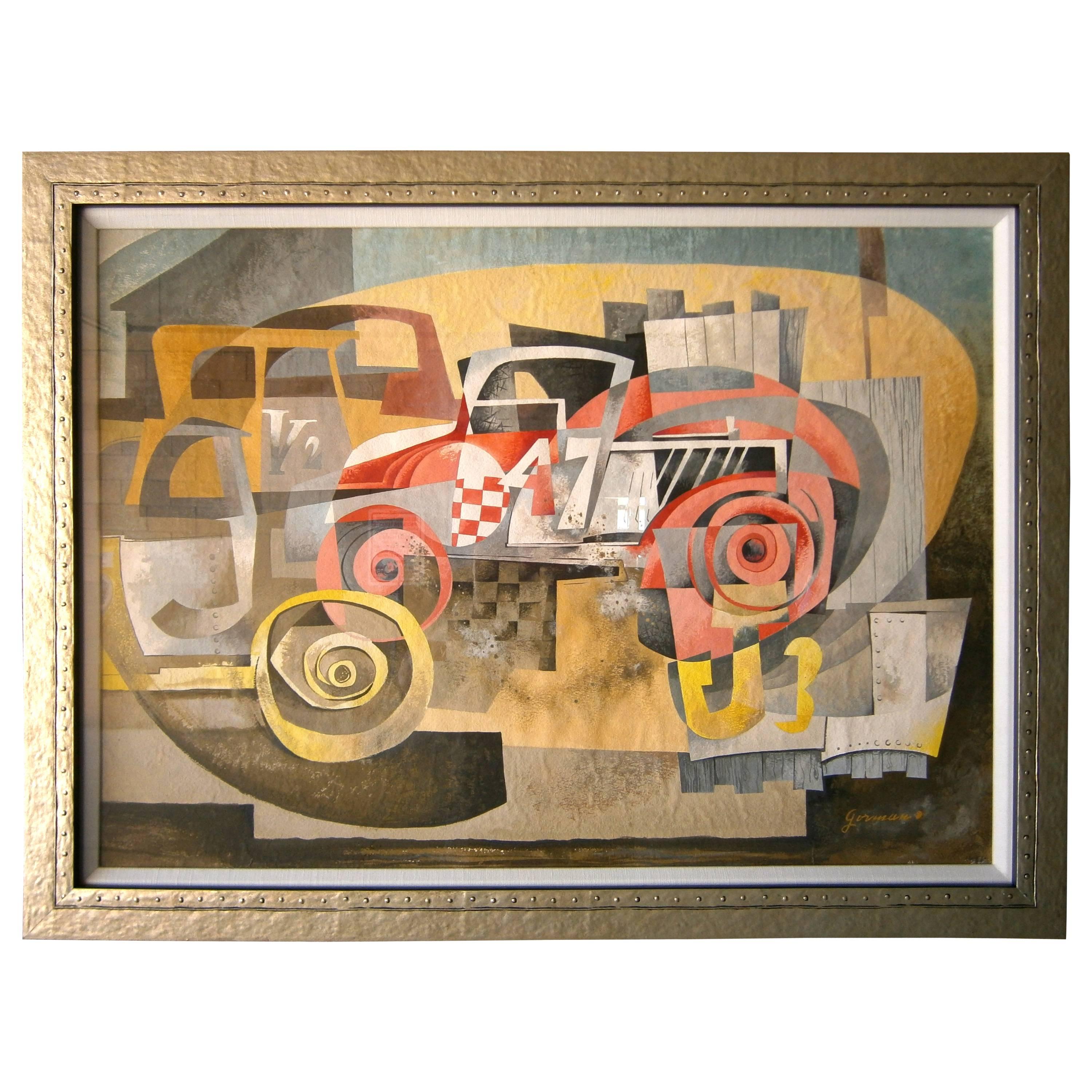 "47", a Cubist Influenced Abstract Gouache and Watercolor by Gorman, c. 1950's For Sale