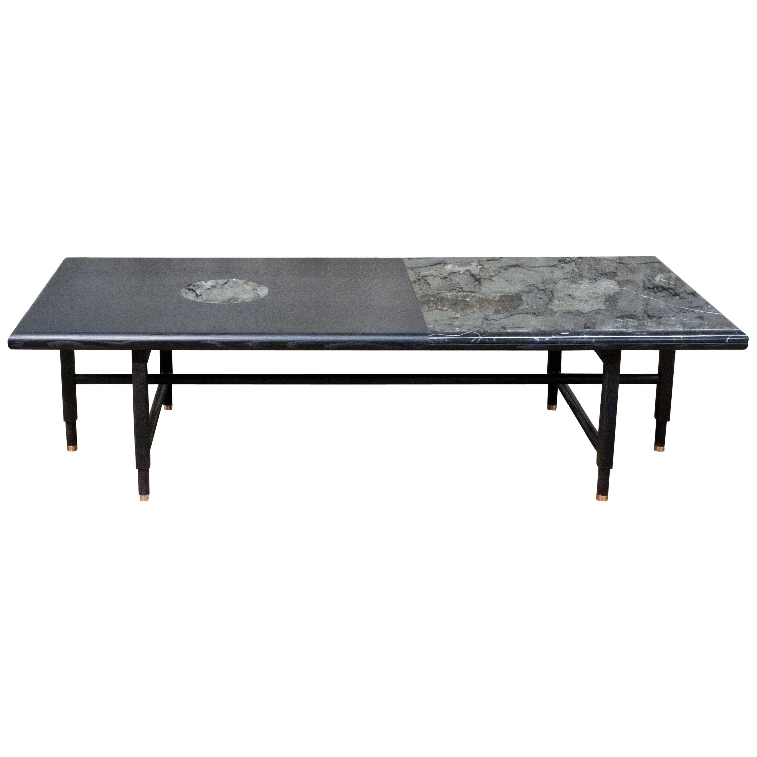 St. Charles Cocktail Table in Black and Black Marble by Volk