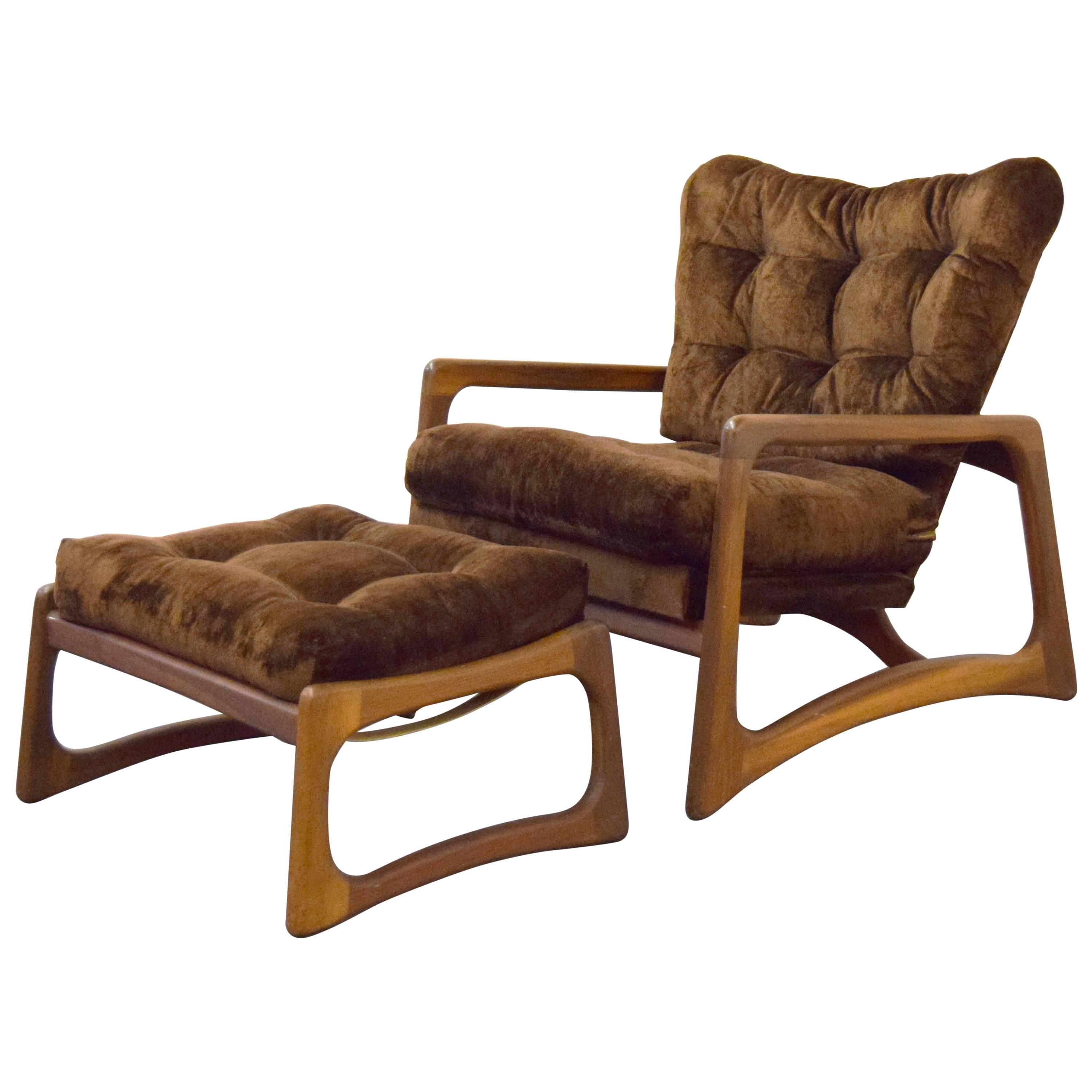 Adrian Pearsall Sculpted Walnut Lounge Chair and Ottoman