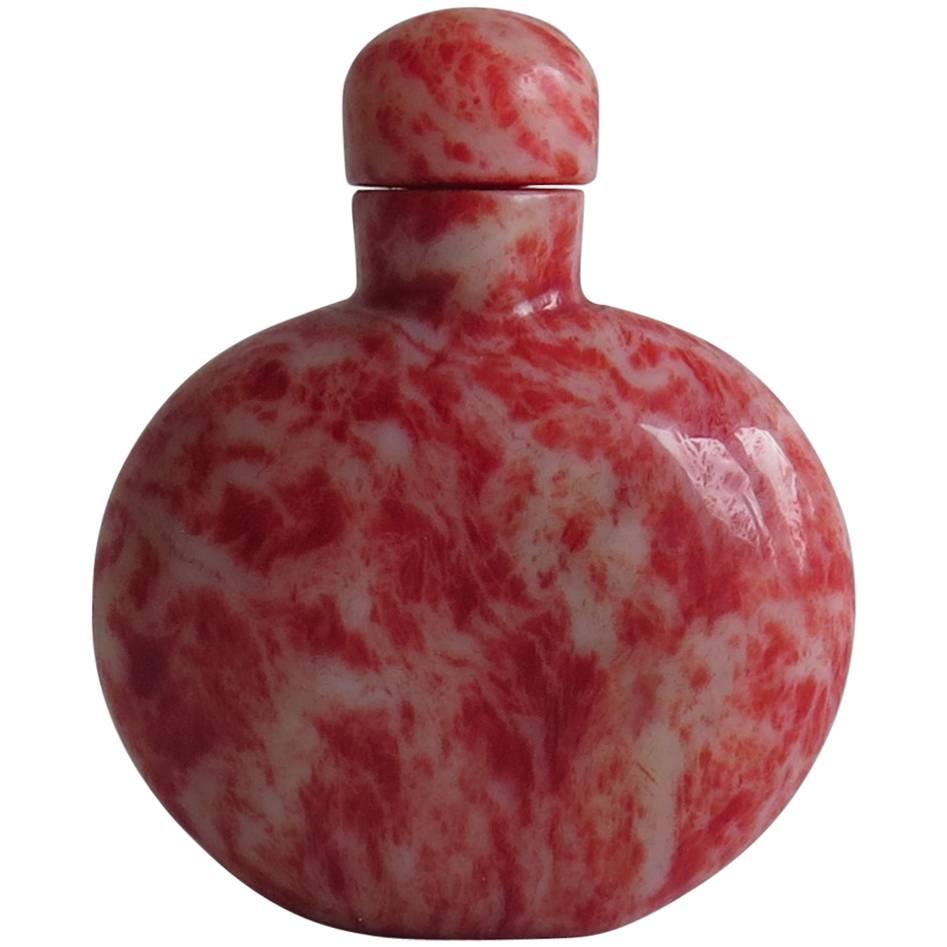 Chinese Snuff Bottle of Natural mottled Hard-Stone Hand-Carved, circa 1950