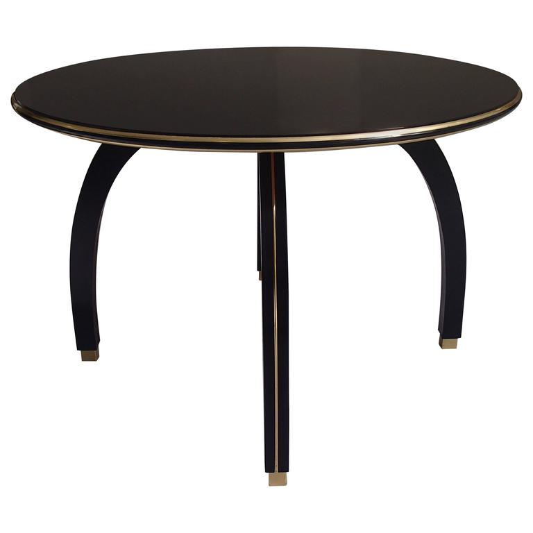 Huge Black Round Glass Side Table by Jindrich Halabala For Sale at 1stdibs
