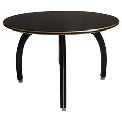 Huge Black Round Glass Side Table by Jindrich Halabala 2