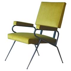 Italian Green Velvet Lounge Chair, 1950s