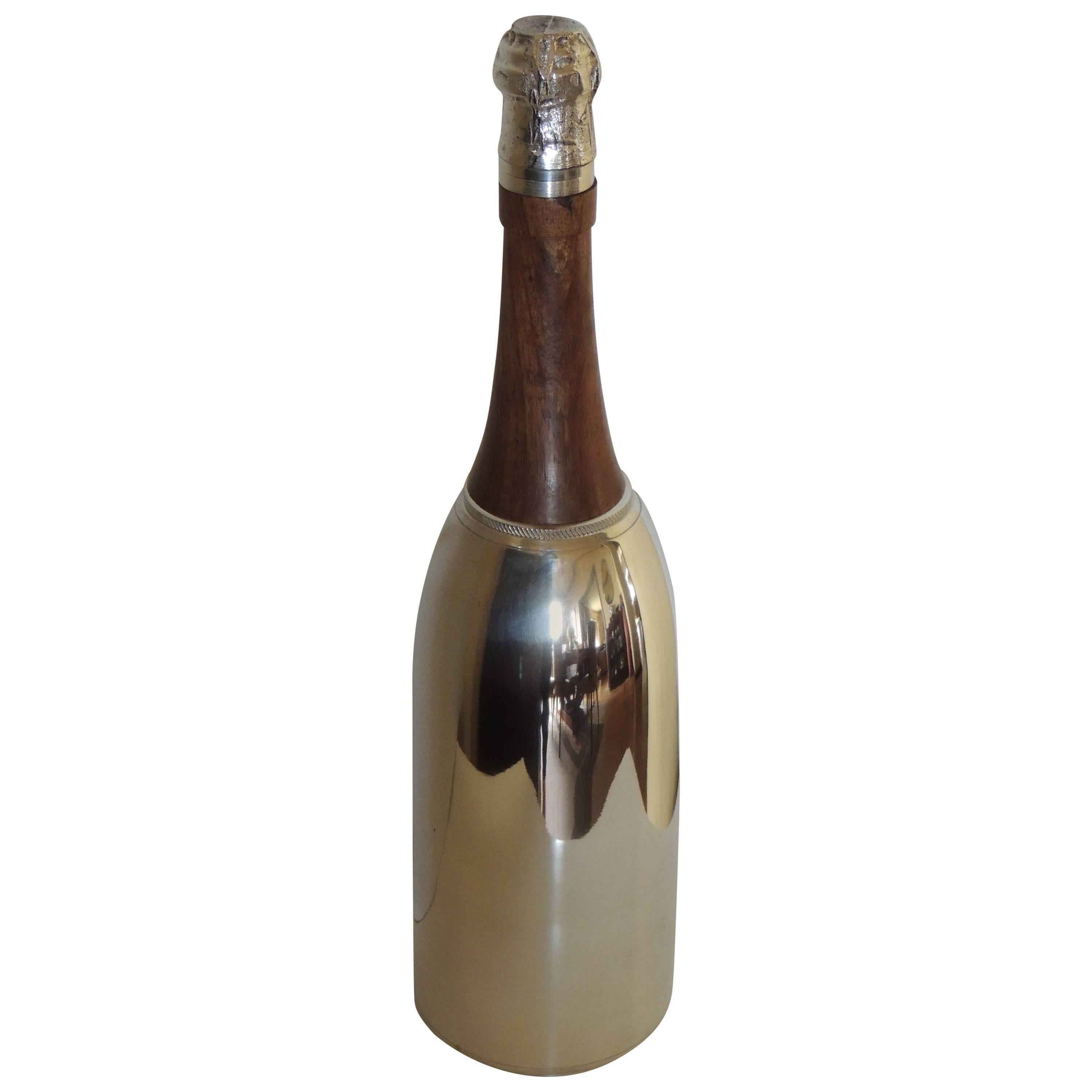 Art Deco Silver Champagne Bottle Cocktail Shaker