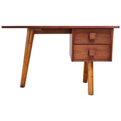 Mahogany and Bamboo Student Desk in the Manner of Royère