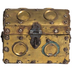 Antique Arts & Crafts Studded Brass Box