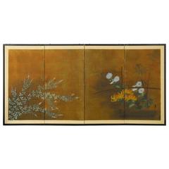 Four-Panel Japanese Byobu Garden Screen