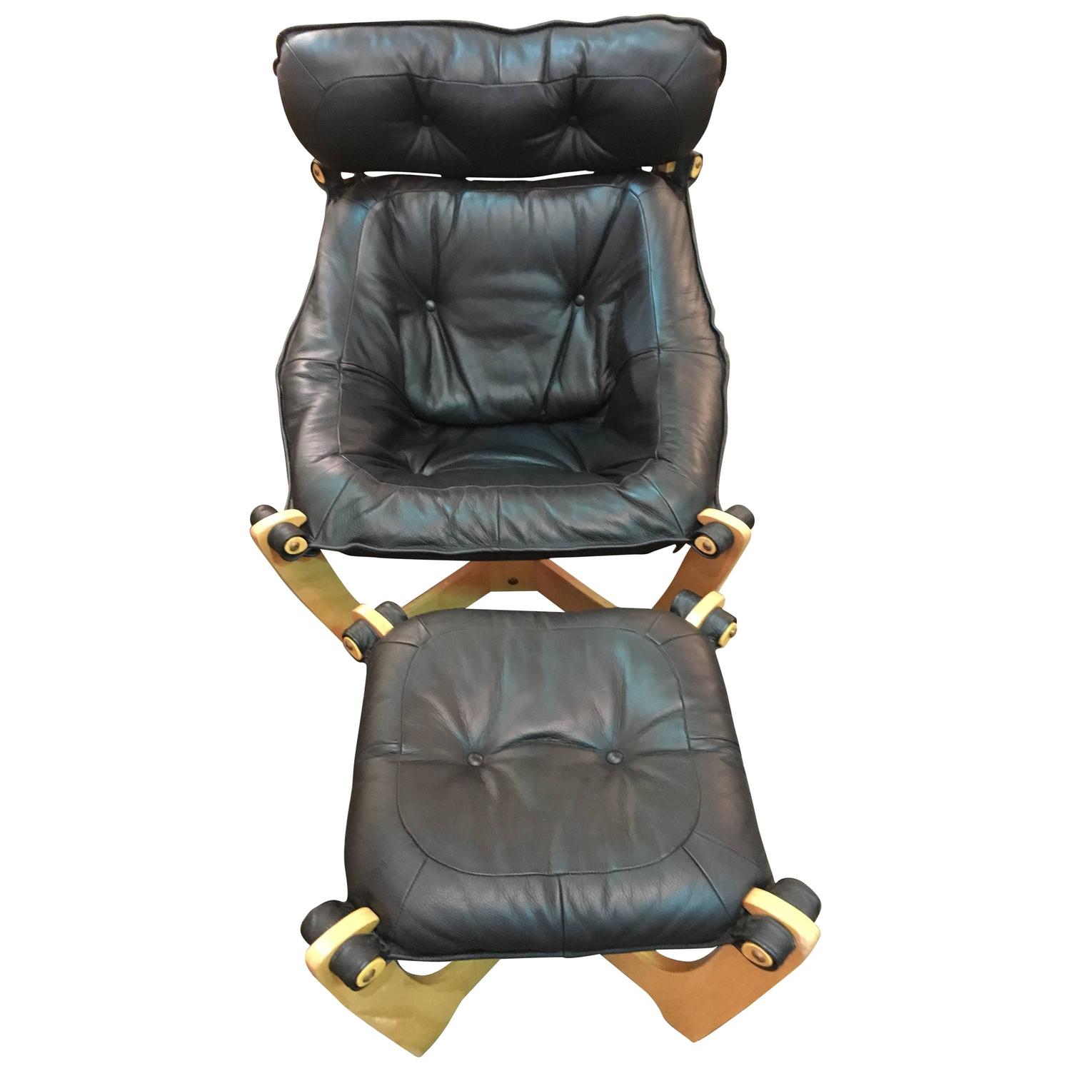 High Back "Luna" Chair and Ottoman by Odd Knutsen at 1stdibs