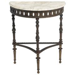 courtney demilune Iron and Marble Demilune Console Table