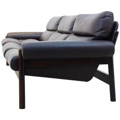 Scandinavian Mid-Century Leather Three-Seat Sofa, 1970s