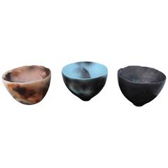 1980s Raku Ceramic Modern Bowls
