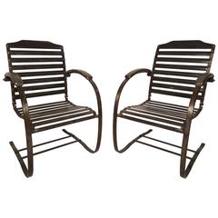 Pair of Vintage Metal Spring Chairs