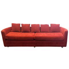 Custom Mid-Century Sofa in Rust Colored Chenille