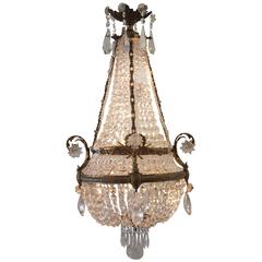 19th Century Gilt Bronze Empire Chandelier with Crystals 7