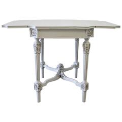 Antique Louis XVI Painted Walnut Drop-Leaf Side Table