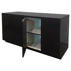 Two Sleek Black Formica Storage Cabinets