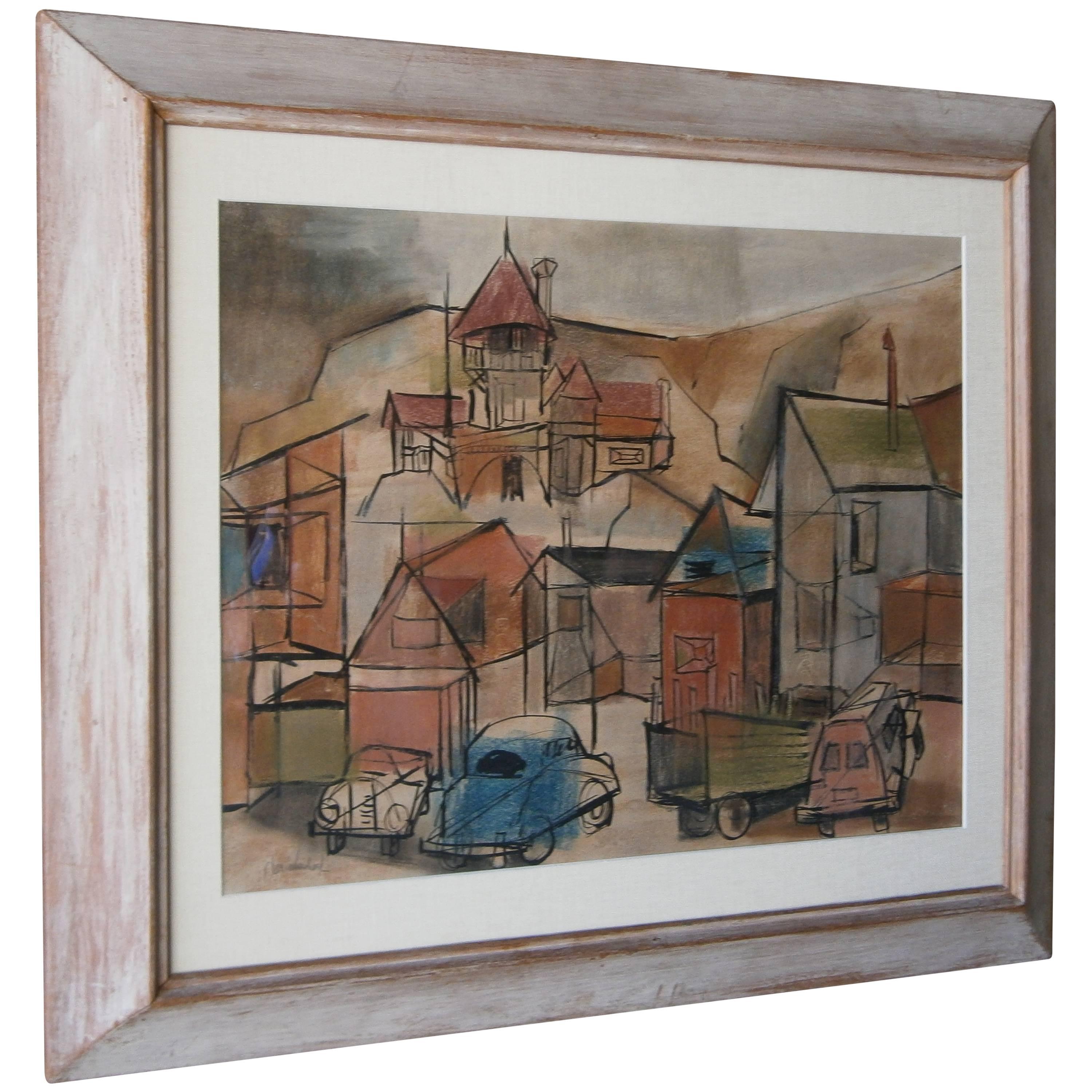 "Catalina" A Watercolor, Gouache, and Pastel by Jae Carmichael, c. 1950's For Sale