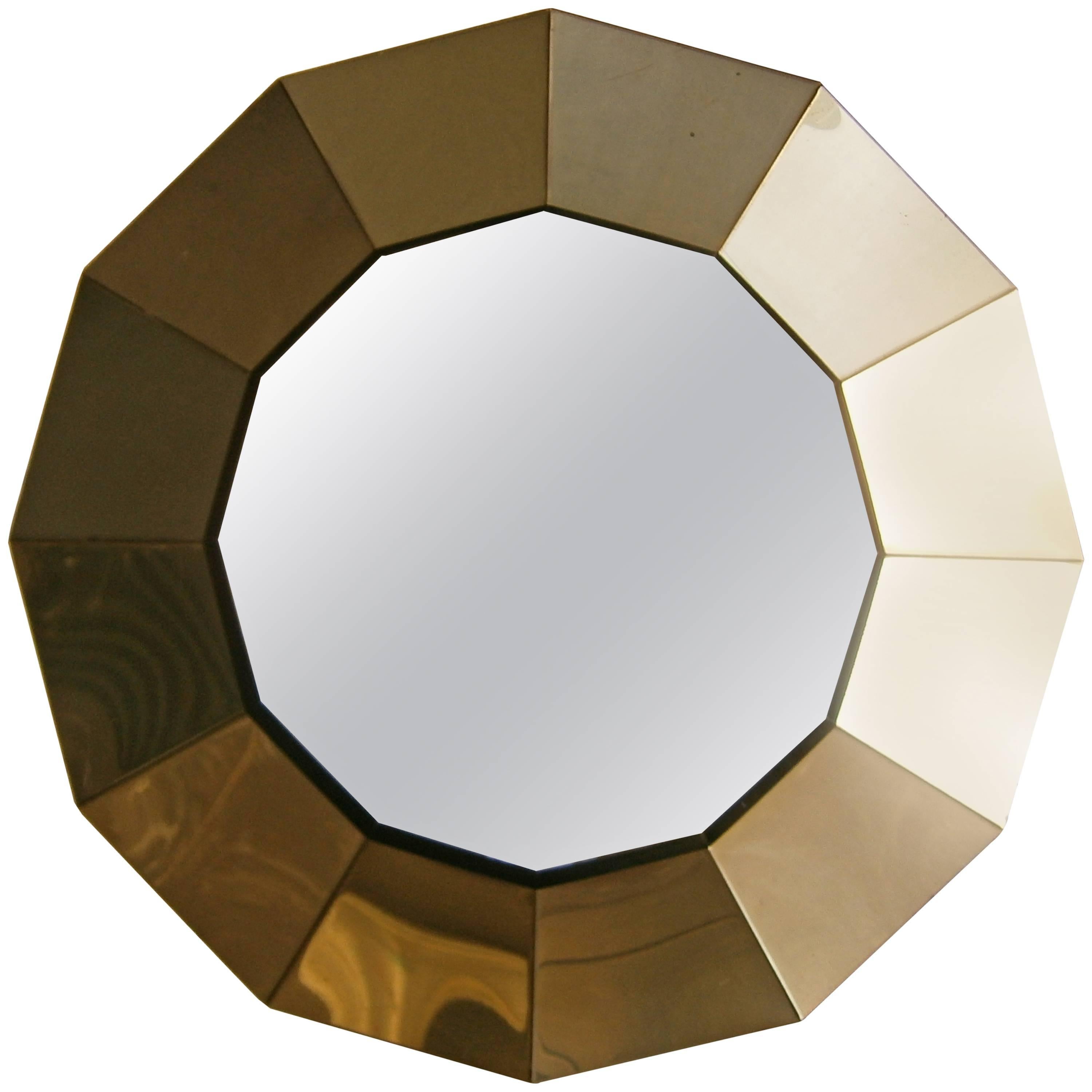 Spectacular 12 Sided Brass Mirror by Curtis Jere, circa 1970's For Sale