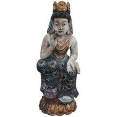 Early 20th Century Carved Wood Seated Buddha