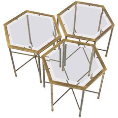 Set of Three Mastercraft Hexagonal Side Tables