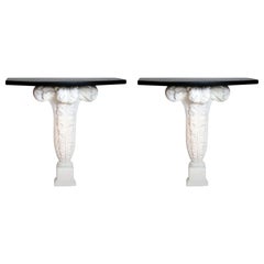 Pair of Plaster Jansen Attributed Console Tables