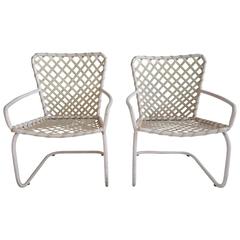 Pair of Classic Mid-Century Modern Russell Woodard Patio Spring Lounge Chairs