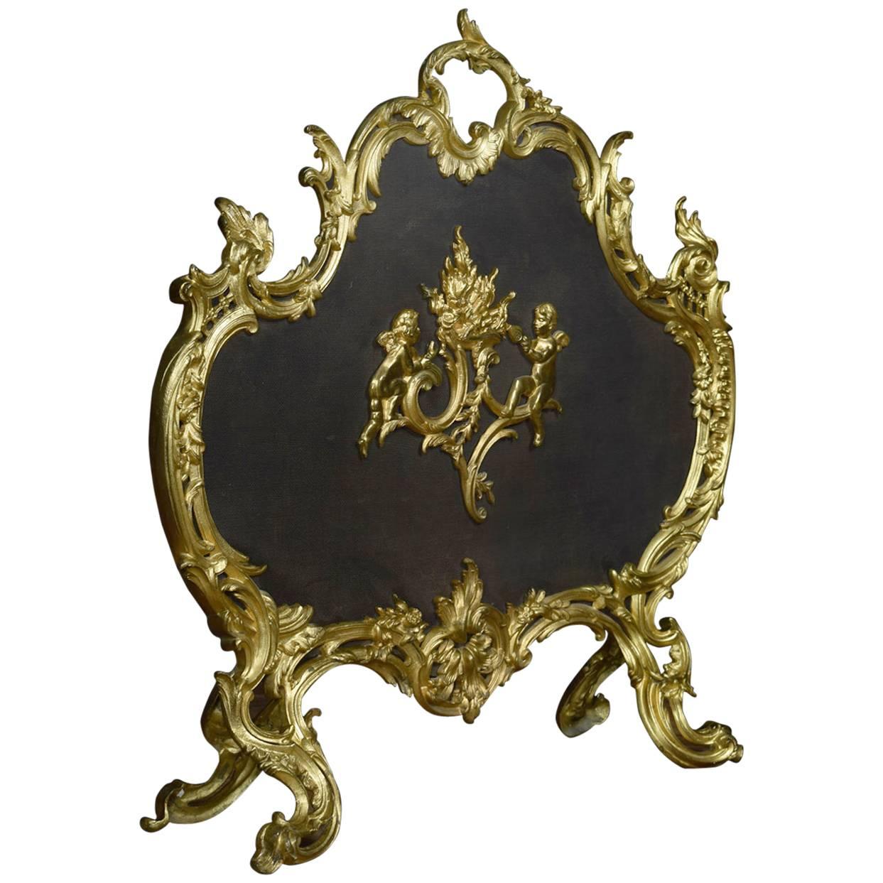 Rococo Style Gilt Bronze Fire Screen