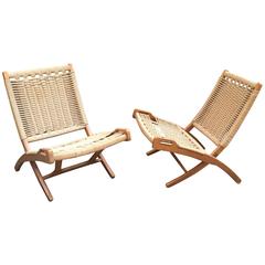 Paar Scherenstühle im Stil von Hans Wegner aus den 1960er Jahren