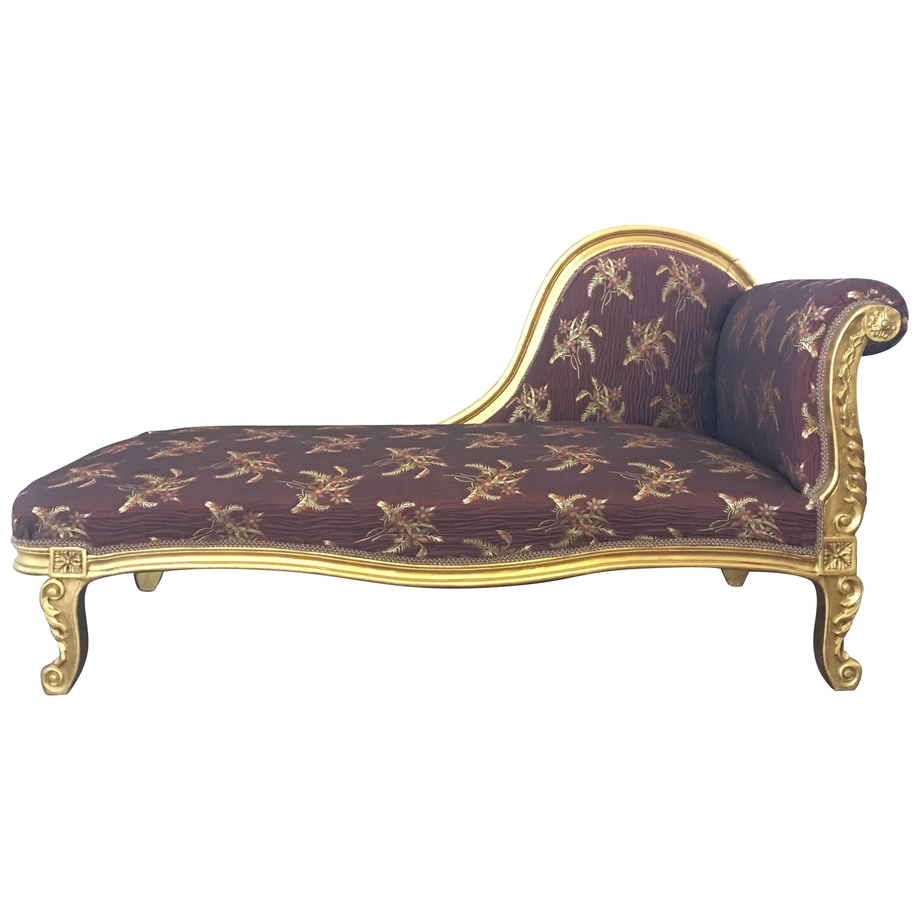 Louis XV Style Gold Lacquered Chaise Longue or Daybed