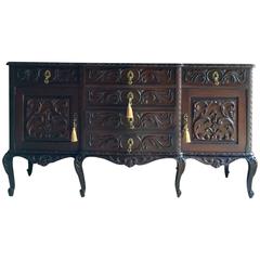 Antique Style Sideboard Credenza Cabinet Buffet Spanish Style Carved