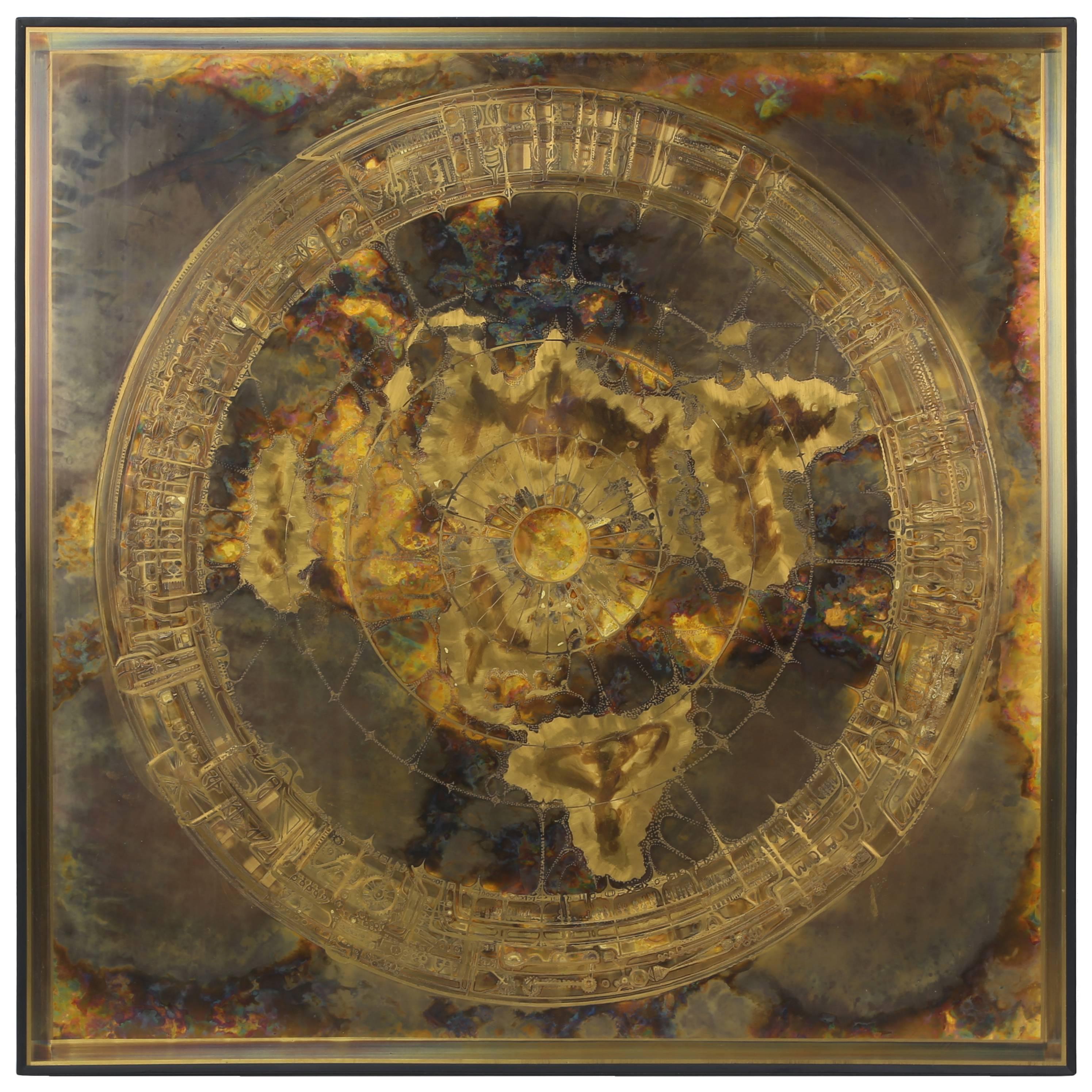 Acid-Etched Abstract Bronze Art Panel by Bernhard Rohne