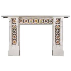 Victorian Statuary Marble Antique Fireplace Mantel Set with Minton Tiles 3