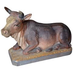 French 19th Century Cow in Plaster