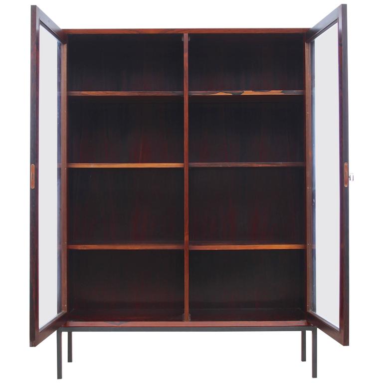 Mid Century Modern Danish Vitrine Bookcase In Rosewood For At Mid Century Modern Danish Vitrine Bookcase In Rosewood For