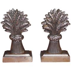 Pair of English Polished Steel Wheat Sheaths Book Ends, Circa 1840 12