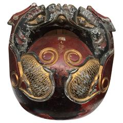 Big Antique Japanese Zen Temple Chanting Drum Genuine Hand Carved Mokuygo