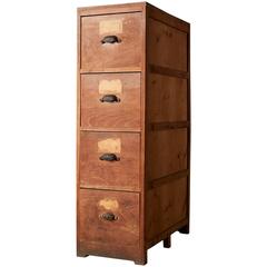 Teak Filing Cabinet with Ornate Handles