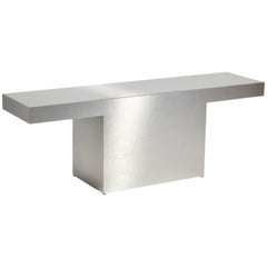 Table console minimaliste argentée