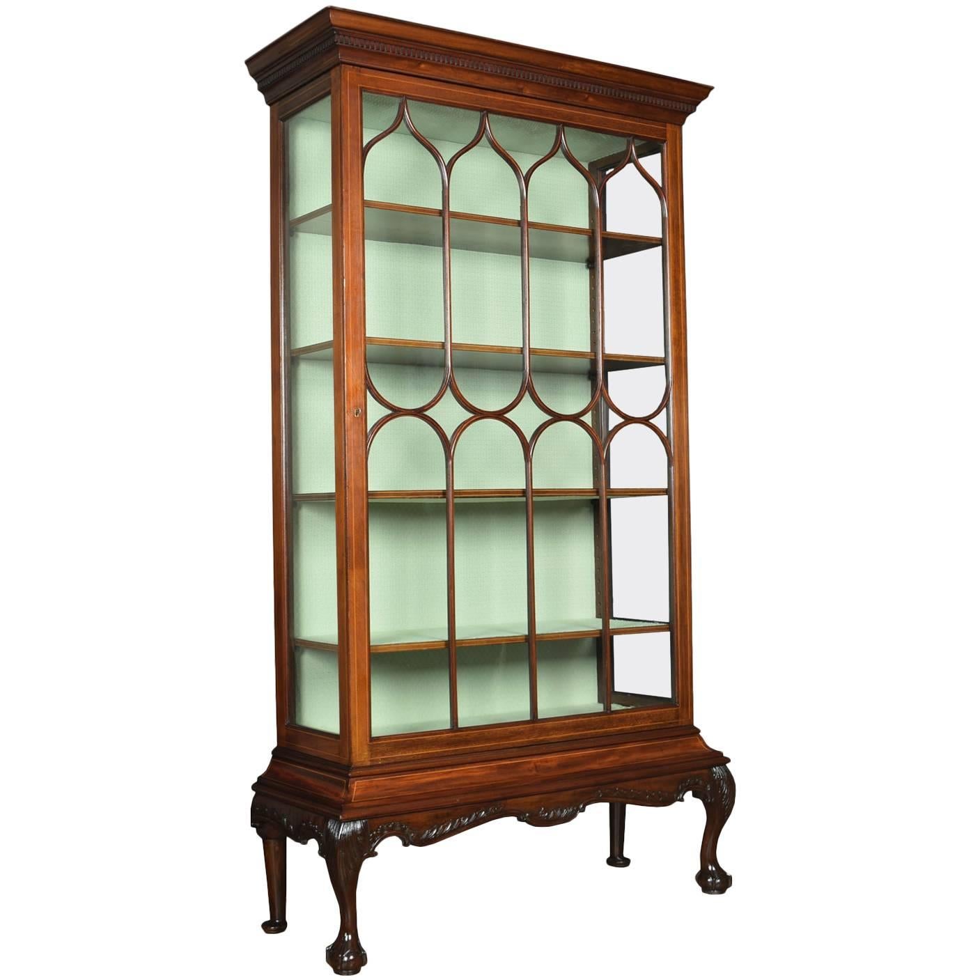 Large Chippendale Revival Single Door Display Cabinet