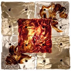 Venini, Set of Six Amber Murano Glass Patchwork Sconces or Ceiling Lights 9