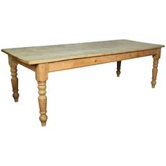 Antique Large Pine Kitchen Dining Refectory Table