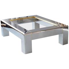 Karl Springer Polished Nickel and Bronze Coffee Table