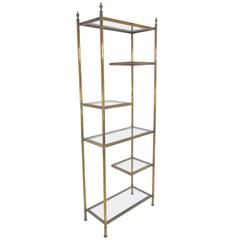 Hollywood Regency Étagère in Brass with Cantilevered Display Shelves 9